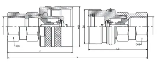 Coupling fitting sectional drawing